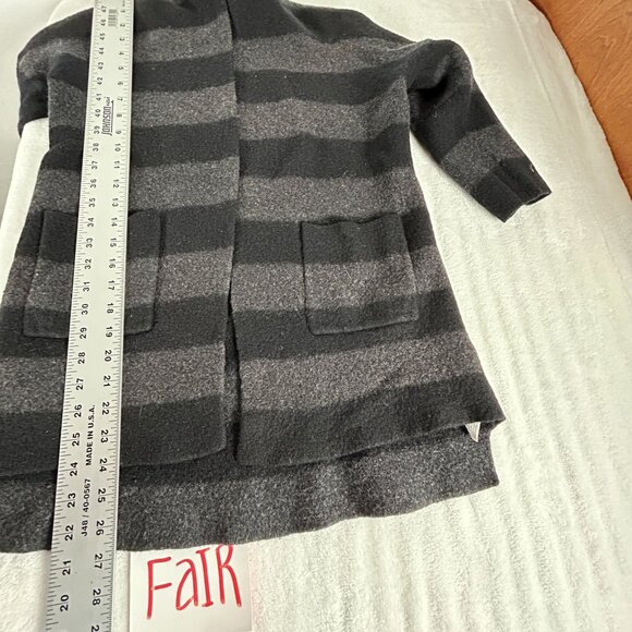 Eileen Fisher Womens Merino Wool Cardigan Small Black Striped 3/4 Sleeve Sweater - Picture 7 of 7